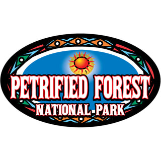 Petrified Forest National Park   Blue Oval Southwest Pattern Sticker