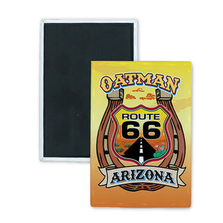 Oatman Arizona   Horseshoe Route 66 Shield Rectangle Badge Magnet