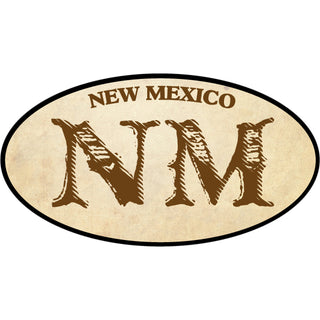 OK4 New Mexico Oval Western Font Parchment Background Sticker