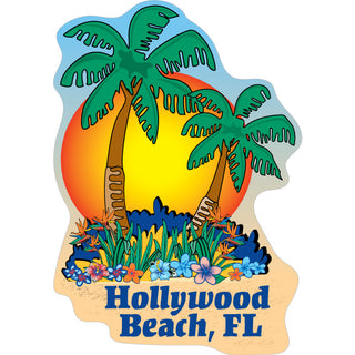 OK4 Hollywood Beach Vert Palm trees Sticker