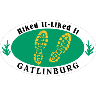 Gatlinburg Hiked It Liked It Green Oval small  Sticker