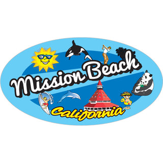 Mission Beach  California   City Attractions Oval Sticker
