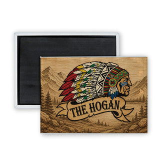 The Hogan Wide Indian Chief Side View Rectangle Badge Magnet