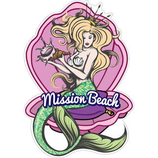 Mission Beach   Mermaid In A Shell Vertical Sticker