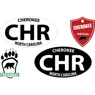 Cherokee  North Carolina   4 Up Two Ovals  Paw & Shield Sticker