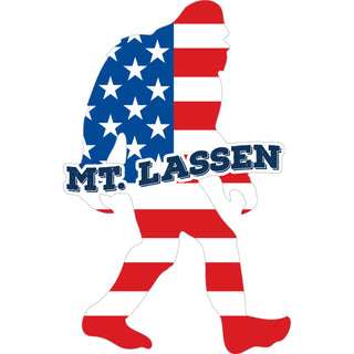 Mt. Lassen   Bigfoot USA Flag Sticker