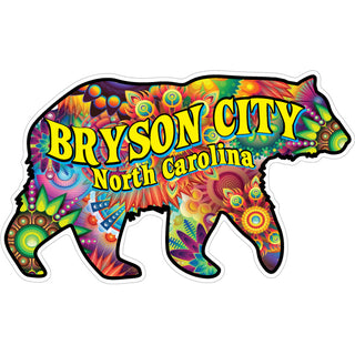Bryson City  NC Psychedelic Bear Sticker