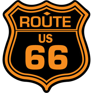 Route 66   Black and Orange Shield Sticker