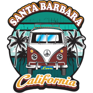 OK4 Santa Barbara Burgundy Bus Front View on Circle mini (00162) Sticker