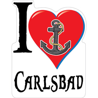 Carlsbad I Heart with Anchor Wide Vertical Sticker
