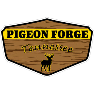Wide Wood Deer Shield   Pigeon Forge  TN Wide Wood Deer Shield Sticker