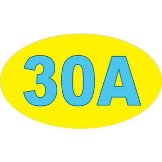 OK4 30A Euro Oval Blue on Yellow Background large Sticker