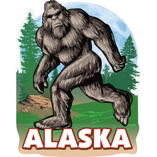 Alaska Bigfoot in the Woods Vertical Sticker