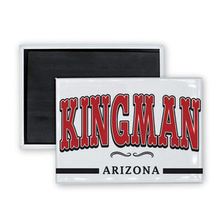 Kingman Red Western Font Rectangle Badge Magnet