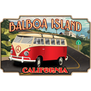 Balboa Island  CA   Vintage Bus On PCH Sticker