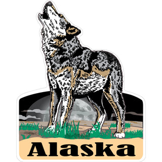 Alaska Howling Wolf Vertical Sticker