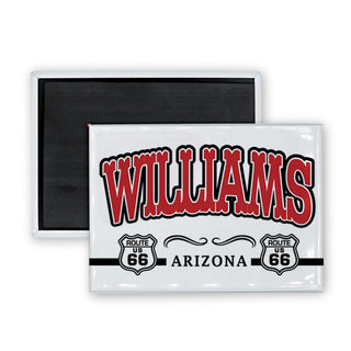 Williams Arizona Western Font Route 66 Shields Rectangle Badge Magnet