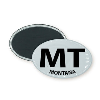 Black & White Euro Oval   Montana MT Black & White Euro Oval Oval Badge Magnet
