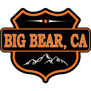 Big Bear  CA   Black & Orange Mountain Shield Sticker