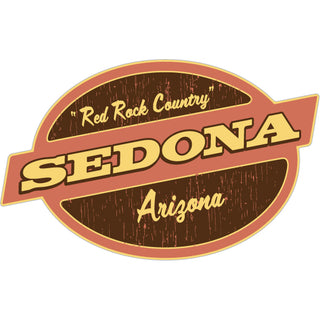 Sedona Arizona Red Rock Country Brown & Orange Oval Sign Sticker