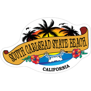 South Carlsbad State Beach  CA Banner Palm Waves Sticker