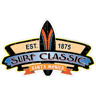 Santa Monica   Surf Classic Black Surfboard Sticker