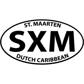 St. Maarten Dutch Caribbean   Black and White Euro Oval Sticker