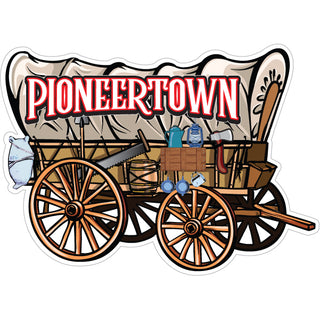 Pioneertown CA Covered Wagon with Supplies Sticker
