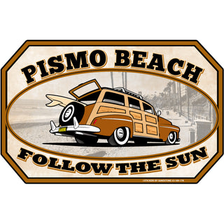 OK4 Pismo Beach CA Woody Follow the Sun Sticker