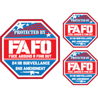 Novelty   3 UP Protected By FAFO Signs Sticker