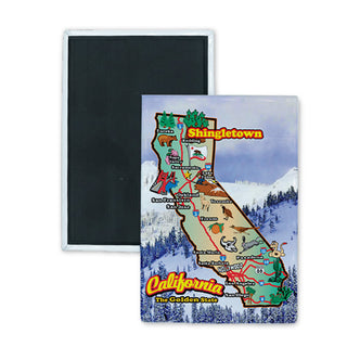 Shingletown   State Map Vert Mountain Background Rectangle Badge Magnet