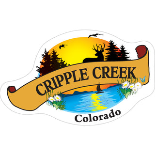 Cripple Creek CO Banner Pines Sunset Sticker