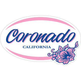 Coronado  California   Pink Hibiscus Oval Sticker