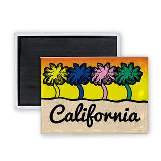 California Four Colored Palms (221 00221) Rectangle Badge Magnet