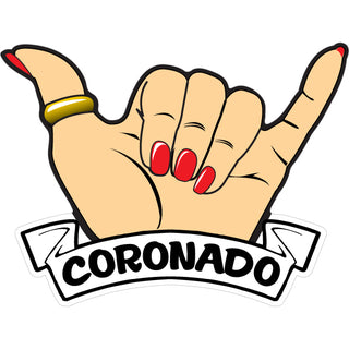 OK4  Coronado Female Hang Loose Hand   Postcard Sized Sticker Sticker