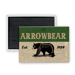Arrowbear   Green and Tan Shape Rectangle Badge Magnet