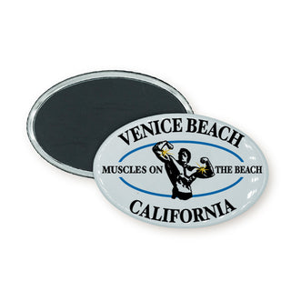 Venice Beach  California   Muscles On The Beach Oval Badge Magnet