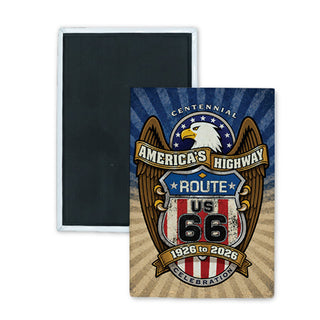 Route 66   America's Highway 1926 to 2026 Bald Eagle Rectangle Badge Magnet