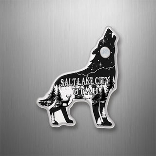 Salt Lake City  Utah   Wolf Howling Mountain scene inside 3D Magnet