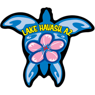 Lake Havasu  AZ   Blue Turtle Pink Flower Sticker
