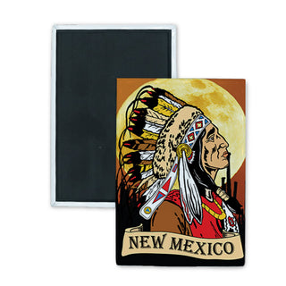 New Mexico   Native American Chief Side View Rectangle Badge Magnet