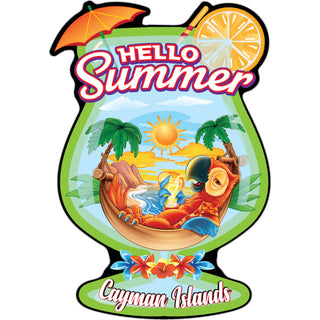 Cayman Islands B.W.I Hello Summer Parrot Sticker