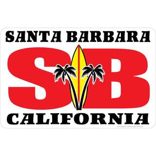 Santa Barbara Fat Letters Surfboard & Palm Trees (45137) Sticker