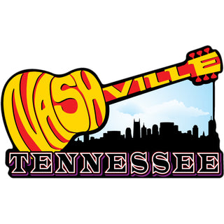 NASHVILLE RED & YELLOW GUITAR SHAPE Sticker