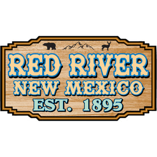Red River  New Mexico   Wood Sign Est 1895 Sticker