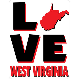 West Virginia   Love Black & Red with State Silhouette Sticker