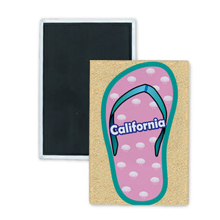 California Pink Flip Flop Rectangle Badge Magnet
