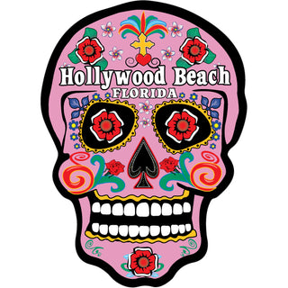 OK4 Hollywood Beach FL Pink Sugar Skull Sticker