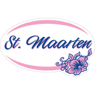 St. Maarten   Pink Purple Hibiscus Oval Sticker