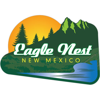 Eagle Nest  New Mexico   Angled Green Mountains Sunset Sticker